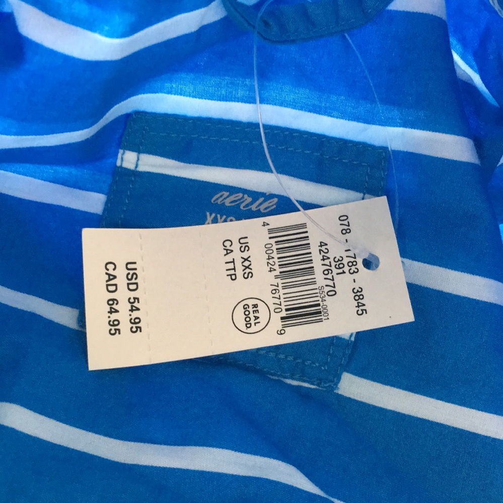 Aerie Striped Button-Up in Blue and White XXS oversized - Picture 10 of 10
